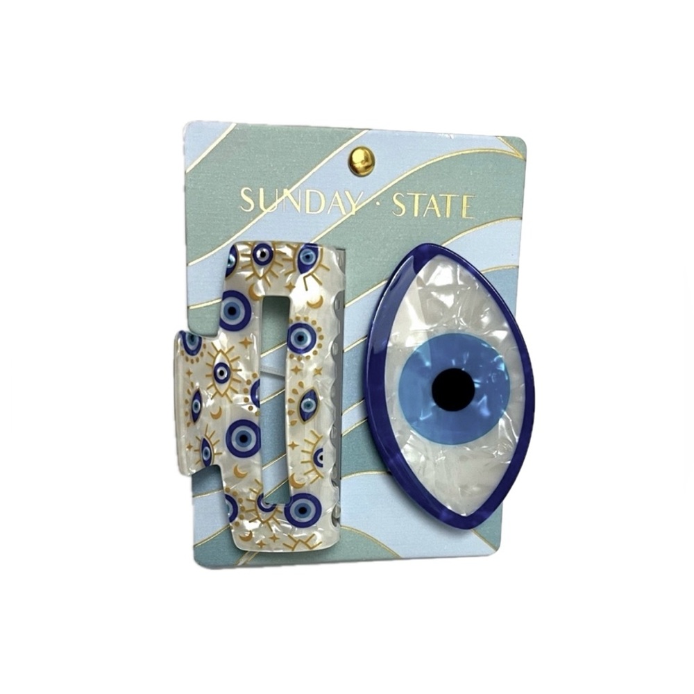 NWT ⚜️🧿⚜️ Sunday State Evil Eye Hair Claw Clips Set of 2